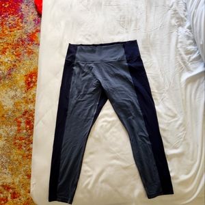 Colorblock Athleta Leggings in Gray and Navy, XL